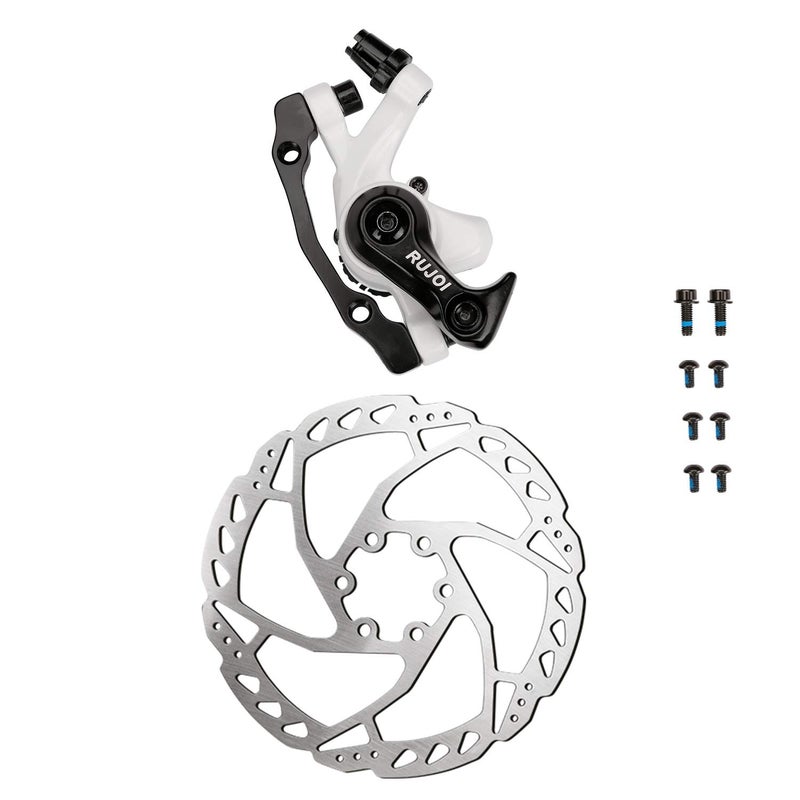 RUJOI Bike Disc Brake Kit, Aluminum Front Caliper, Full Aluminum Alloy Bicycle Brake Lever, 160mm Rotor, Mechanic Tool-Free Pad Adjuster for Road Bike, Mountain Bike (1 Set) - Image 3